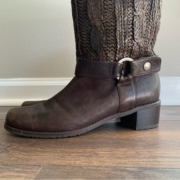 Stuart Weitzman Brown Pimlico Coated Knit Leather Mid Calf Boots/Booties - Picture 3 of 13